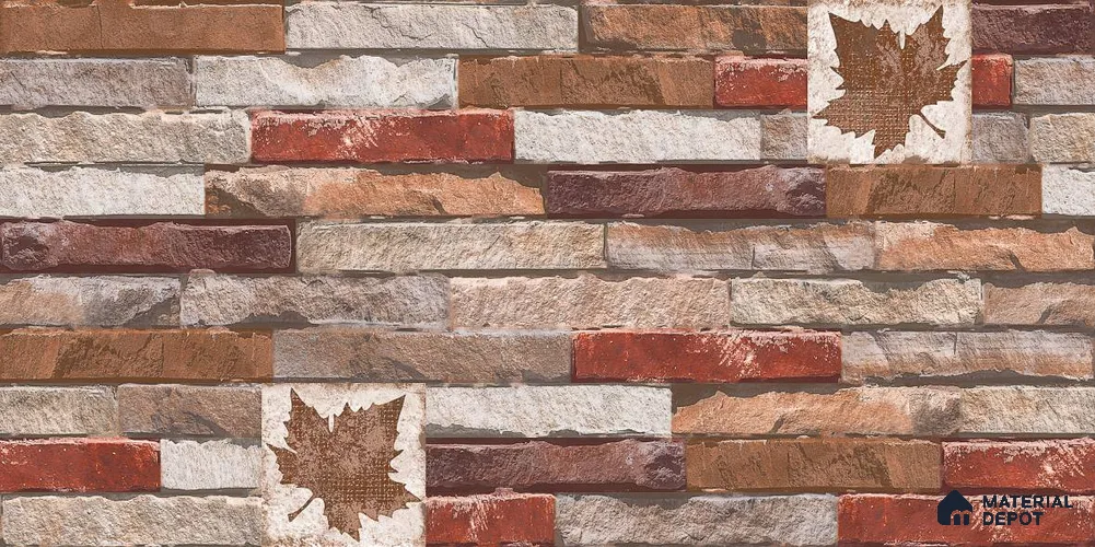 TL 01752 Red & Brown 2 ft x 1 ft Matte Finish Ceramic Elevation Wall Tile - 10 mm