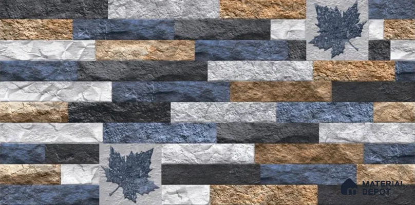 TL 01703 Grey & Blue 2 ft x 1 ft Matte Finish Ceramic Elevation Wall Tile - 9 mm
