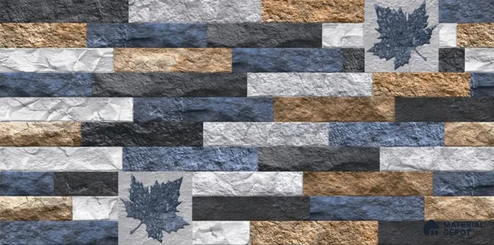 TL 01703 Grey & Blue 2 ft x 1 ft Matte Finish Ceramic Elevation Wall Tile - 9 mm