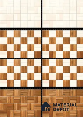 TL 01612 B Highlighter Brown & Cream 18 x 12 inch Glossy Finish Ceramic Wall Tile - 6 mm
