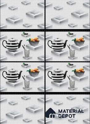 TL 01632 A Light Silver White 18 x 12 inch Glossy Finish Ceramic Wall Tile - 6 mm