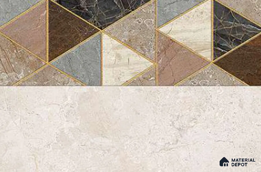 TL 01614 B Highlighter Ice White & Grey 18 x 12 inch Glossy Finish Ceramic Wall Tile - 6 mm