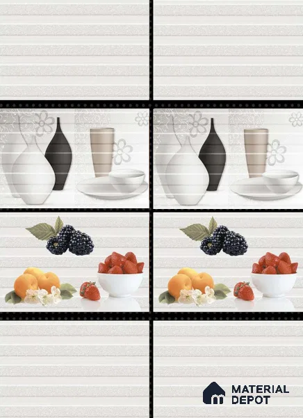 TL 01633 C Highlighter 2 Cream & Orange 18 x 12 inch Glossy Finish Ceramic Wall Tile - 6 mm