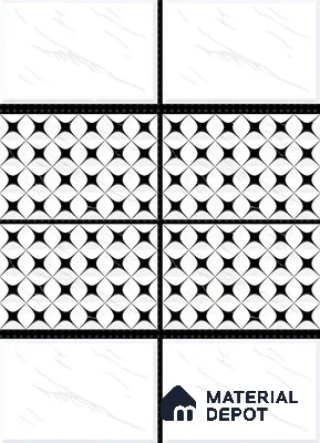 TL 01619 A Highlighter White & Black 18 x 12 inch Glossy Finish Ceramic Wall Tile - 6 mm