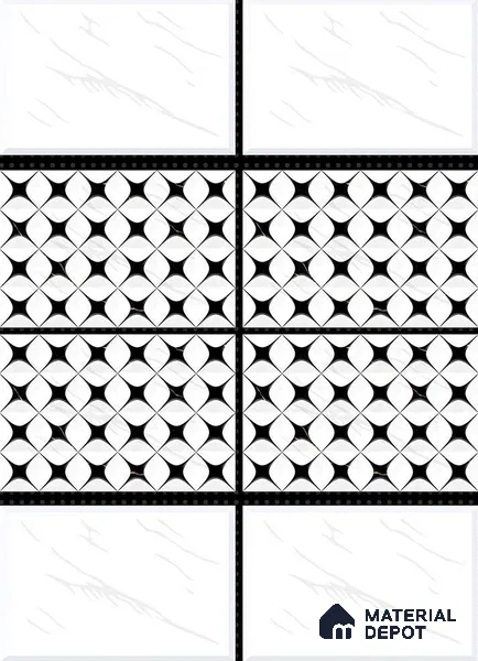 TL 01619 A Highlighter White & Black 18 x 12 inch Glossy Finish Ceramic Wall Tile - 6 mm