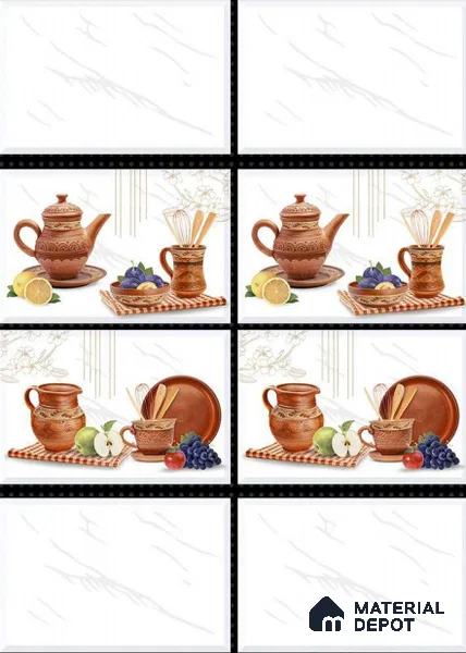 TL 01620 C Highlighter 2 Frosty White & Brown 18 x 12 inch Glossy Finish Ceramic Wall Tile - 6 mm