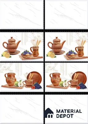 TL 01620 D Highlighter 3 Brown & White 18 x 12 inch Glossy Finish Ceramic Wall Tile - 6 mm