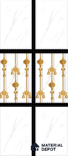 TL 01656 A Highlighter 1 Cotton White & Gold 18 x 12 inch Glossy Finish Ceramic Wall Tile - 6 mm