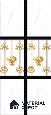 TL 01656 B Highlighter 2 Snow White & Gold 18 x 12 inch Glossy Finish Ceramic Wall Tile - 6 mm