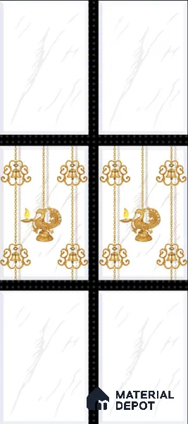 TL 01656 B Highlighter 2 Snow White & Gold 18 x 12 inch Glossy Finish Ceramic Wall Tile - 6 mm
