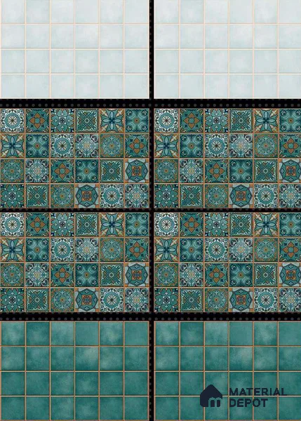 TL 01621 B Highlighter Floral Green 18 x 12 inch Glossy Finish Ceramic Wall Tile - 6 mm