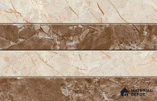 TL 01623 B Highlighter Beige & Brown 18 x 12 inch Glossy Finish Ceramic Wall Tile - 6 mm