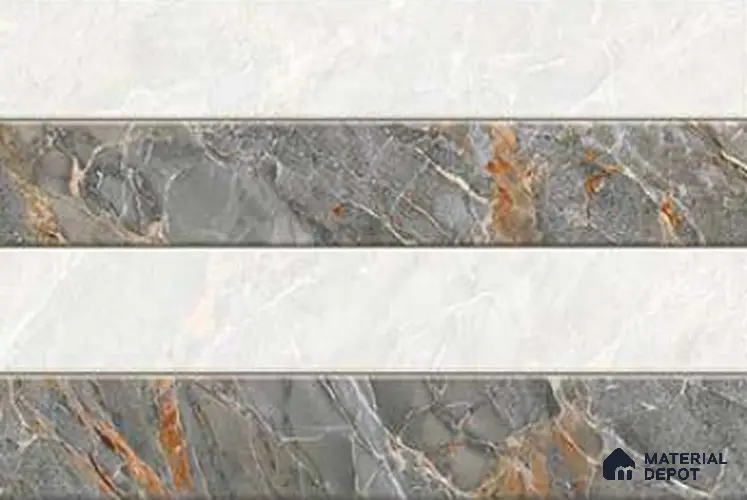 TL 01625 B Highlighter White & Stone Grey 18 x 12 inch Glossy Finish Ceramic Wall Tile - 6 mm