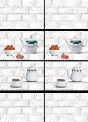 Patterned Wall Tile TL 01645 A Light Whitish White 18 x 12 inch Glossy Finish Ceramic Tile - 6 mm