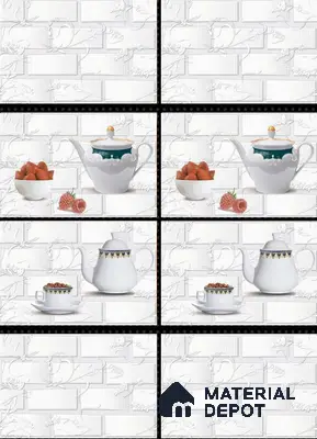 Patterned Wall Tile TL 01645 A Light Whitish White 18 x 12 inch Glossy Finish Ceramic Tile - 6 mm