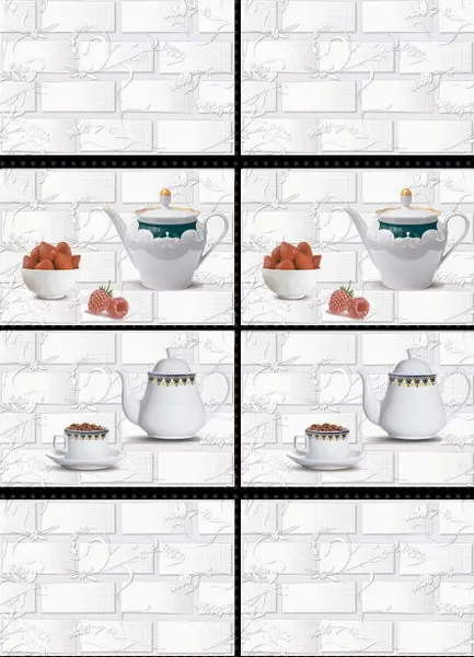 Patterned Wall Tile TL 01645 A Light Whitish White 18 x 12 inch Glossy Finish Ceramic Tile - 6 mm