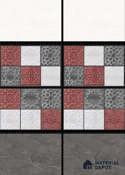 TL 01628 C Dark Misty Grey 18 x 12 inch Glossy Finish Ceramic Wall Tile - 6 mm