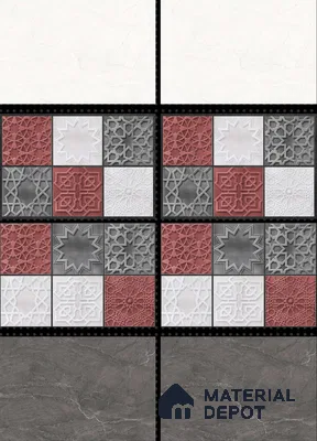 TL 01628 B Highlighter Grey & Maroon 18 x 12 inch Glossy Finish Ceramic Wall Tile - 6 mm