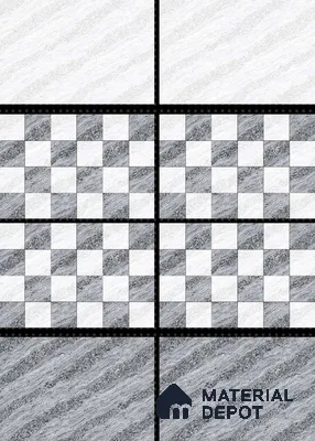 TL 01631 C Light Snow White & Grey 18 x 12 inch Glossy Finish Ceramic Wall Tile - 6 mm