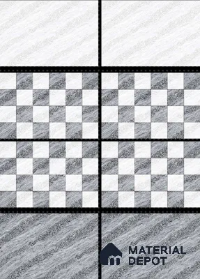 TL 01634 C Light Light Snow White & Grey 18 x 12 inch Glossy Finish Ceramic Wall Tile - 6 mm