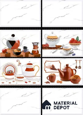 TL 01654 C Highlighter 2 Snow White & Red 18 x 12 inch Glossy Finish Ceramic Wall Tile - 6 mm