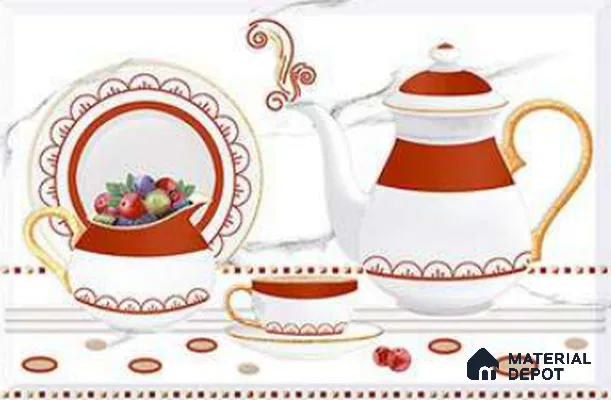 TL 01654 D Highlighter 3 Frosty White & Red 18 x 12 inch Glossy Finish Ceramic Wall Tile - 6 mm