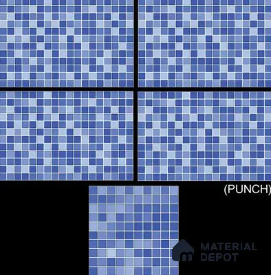 Mosaic Wall Tile TL 01639 A Punch Blue 18 x 12 inch Glossy Finish Ceramic Tile - 6 mm