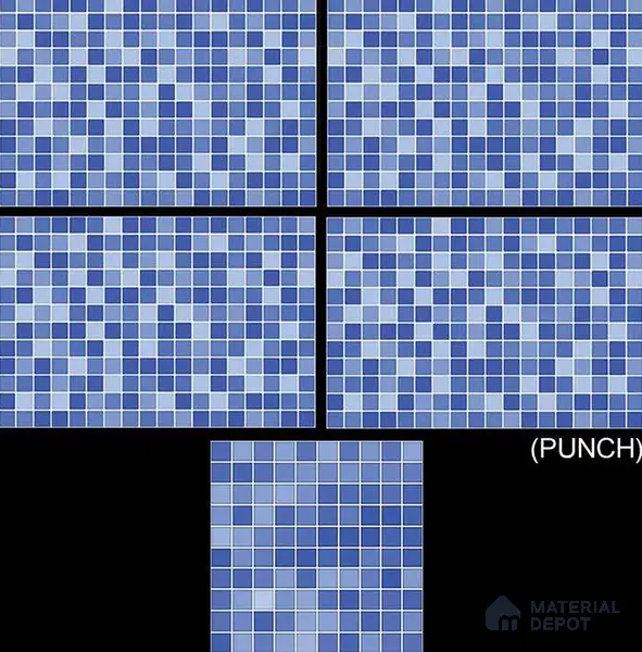 Mosaic Wall Tile TL 01639 A Punch Blue 18 x 12 inch Glossy Finish Ceramic Tile - 6 mm
