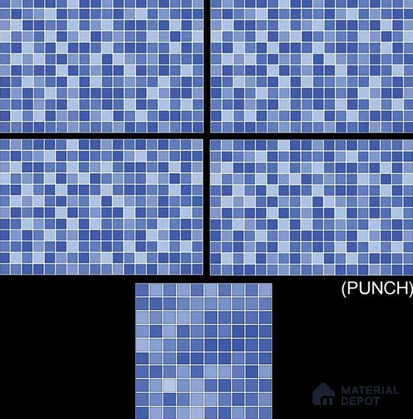 Mosaic Wall Tile TL 01639 B Swim Blue Blue 18 x 12 inch Glossy Finish Ceramic Tile - 6 mm