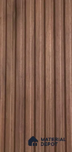 Brown Wooden Louver Walnut Deep Channel 8 ft x 5.6 inch Solid Wood Panel - 5.5 mm | Suitable for Feature Wall, TV Unit & Living Room | Width is Subjected to 5% Variation