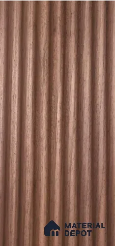 Brown Wooden Louver Walnut Deep Flute 8 ft x 5.6 inch Solid Wood Panel - 6.5 mm | Suitable for Feature Wall, TV Unit & Living Room | Width is Subjected to 5% Variation