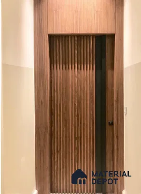 Brown Wooden Louver WALNUT P (Walnut Peaks) 8 ft x 5.6 inch Solid Wood Panel - 6.5 mm | Suitable for Feature Wall, TV Unit & Living Room | Width is Subjected to 5% Variation