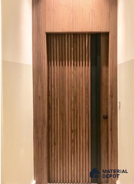 Brown Wooden Louver WALNUT P (Walnut Peaks) 8 ft x 5.6 inch Solid Wood Panel - 6.5 mm | Suitable for Feature Wall, TV Unit & Living Room | Width is Subjected to 5% Variation