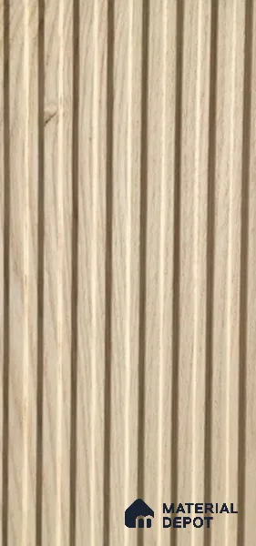 Brown Wooden Louver White Ash Deep Channel 8 ft x 4 ft Solid Wood Panel - 6 mm | Suitable for Feature Wall, TV Unit & Living Room | Width is Subjected to 5% Variation