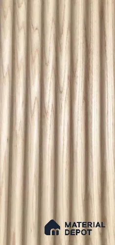 Brown Wooden Louver White Ash Deep Flute 8 ft x 5.6 inch Solid Wood Panel - 6.5 mm | Suitable for Feature Wall, TV Unit & Living Room | Width is Subjected to 5% Variation