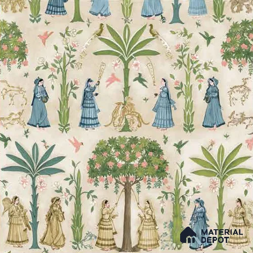 8001 | 10 Meter x 21 Inches Indian Look Wallpaper - 57.41 Sq. Ft.