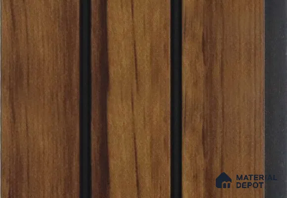Brown Wooden Louver MRL 114 9.5 ft x 4.8 inch Charcoal Panel - 12 mm | Suitable for Feature Wall, TV Unit & Living Room | Width is Subjected to 5% Variation