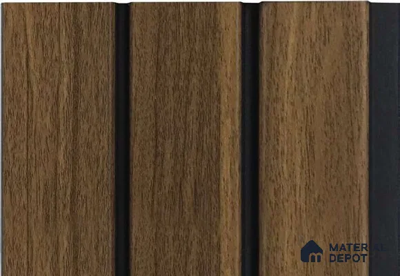 Brown Wooden Louver MRL 116 9.5 ft x 4.8 inch Charcoal Panel - 12 mm | Suitable for Feature Wall, TV Unit & Living Room | Width is Subjected to 5% Variation