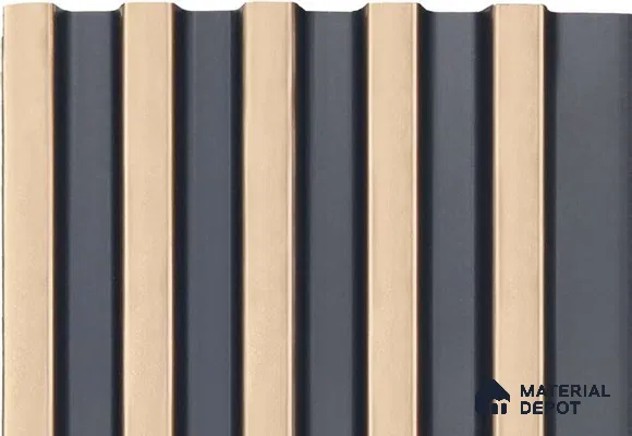 Beige Metallic Louver MRL 134 9.5 ft x 4.8 inch Charcoal Panel - 12 mm | Suitable for Feature Wall, TV Unit & Living Room | Width is Subjected to 5% Variation