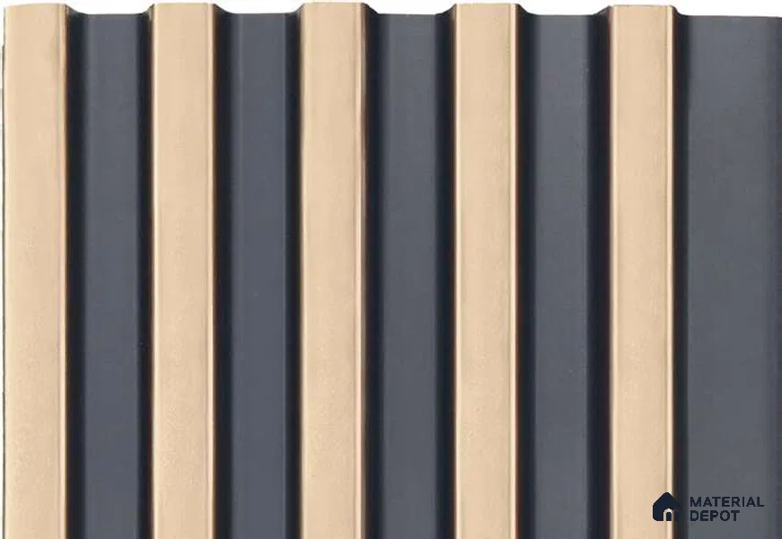Beige Metallic Louver MRL 134 9.5 ft x 4.8 inch Charcoal Panel - 12 mm | Suitable for Feature Wall, TV Unit & Living Room | Width is Subjected to 5% Variation