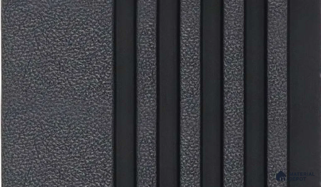 Black Leather Louver MRL 201 9.5 ft x 5.3 inch Charcoal Panel - 10 mm | Suitable for Feature Wall, TV Unit & Living Room | Width is Subjected to 5% Variation