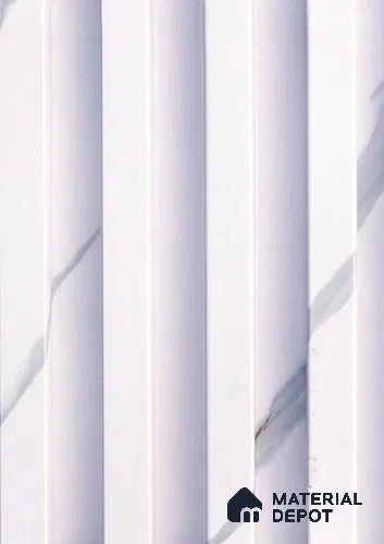 White Marble Louver PN 06149 9.6 ft x 6.6 inch WPC Panel - 20 mm | Suitable for Feature Wall, TV Unit & Living Room | Width is Subjected to 5% Variation