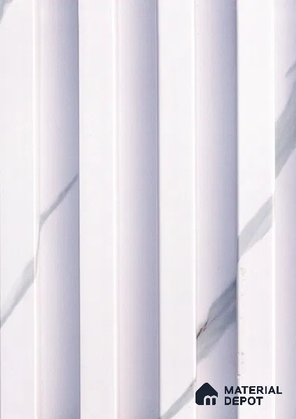 White Marble Louver PN 06149 9.6 ft x 6.6 inch WPC Panel - 20 mm | Suitable for Feature Wall, TV Unit & Living Room | Width is Subjected to 5% Variation
