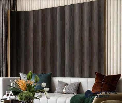 Brown Wooden Louver UR 7402  (UR 7402) 9.5 ft x 12 inch Charcoal Panel - 9 mm | Suitable for Feature Wall, TV Unit & Living Room | Width is Subjected to 5% Variation