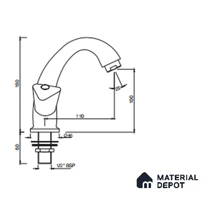TQT-510A Tropical Quarter Turn Swan Neck Tap With Right Hand Operating Knob With Aerator