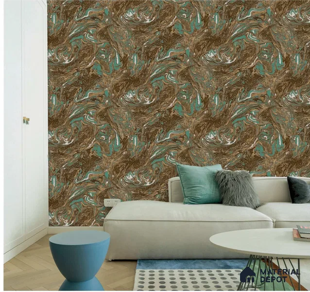 666139 | 10 Meter x 21 Inches Marble Look Wallpaper - 57.37 Sq. Ft. | Minimum 10% wastage during installation