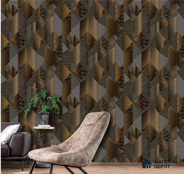 666144 | 10 Meter x 21 Inches Geometric Look Wallpaper - 57.37 Sq. Ft. | Minimum 15% wastage during installation