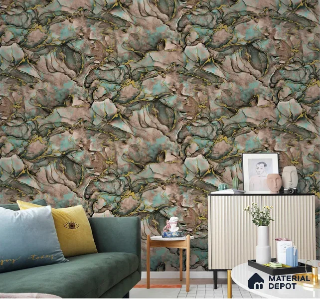 666163 | 10 Meter x 21 Inches Marble Look Wallpaper - 57.37 Sq. Ft. | Minimum 10% wastage during installation