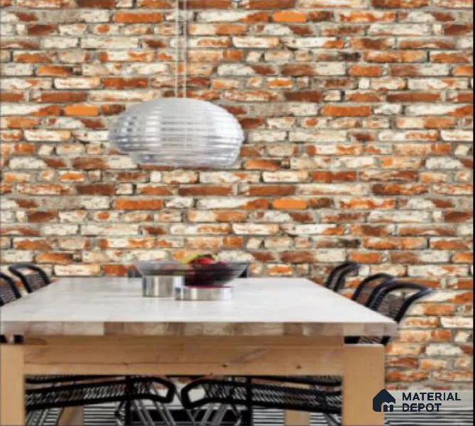 WK16-1601 | 10 Meter x 21 Inches Brick Look Wallpaper - 57.41 Sq. Ft. | Minimum 15% wastage during installation