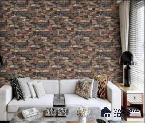 WK16-1636 | 10 Meter x 21 Inches Brick Look Wallpaper - 57.41 Sq. Ft. | Minimum 15% wastage during installation